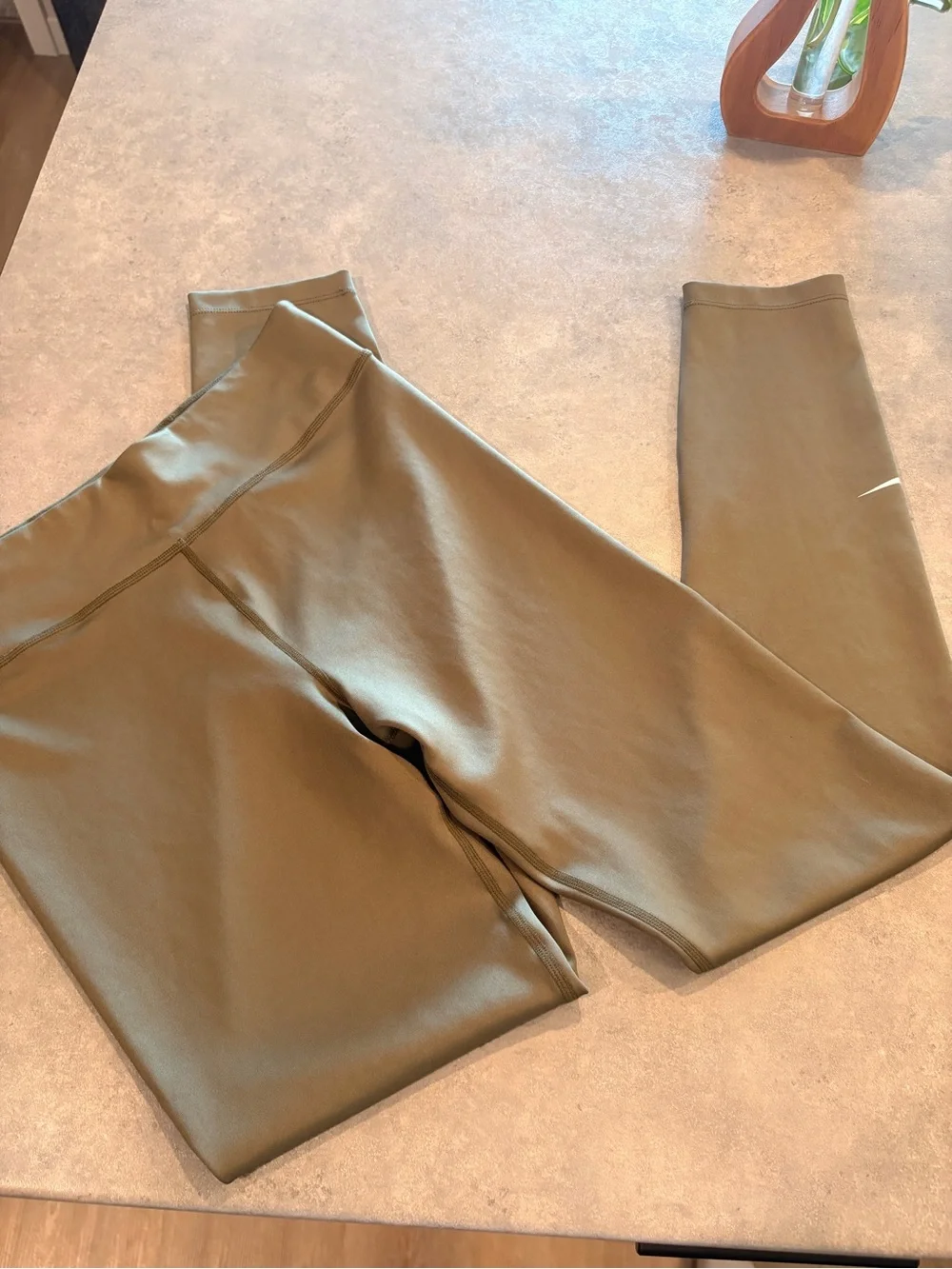 High-Rise Olive Green Girl’s Active Leggings